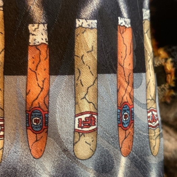 1990s 100% Silk Cigar Print Men’s Neck Tie Cigar Bar Cigar Lover Gift - Picture 7 of 9